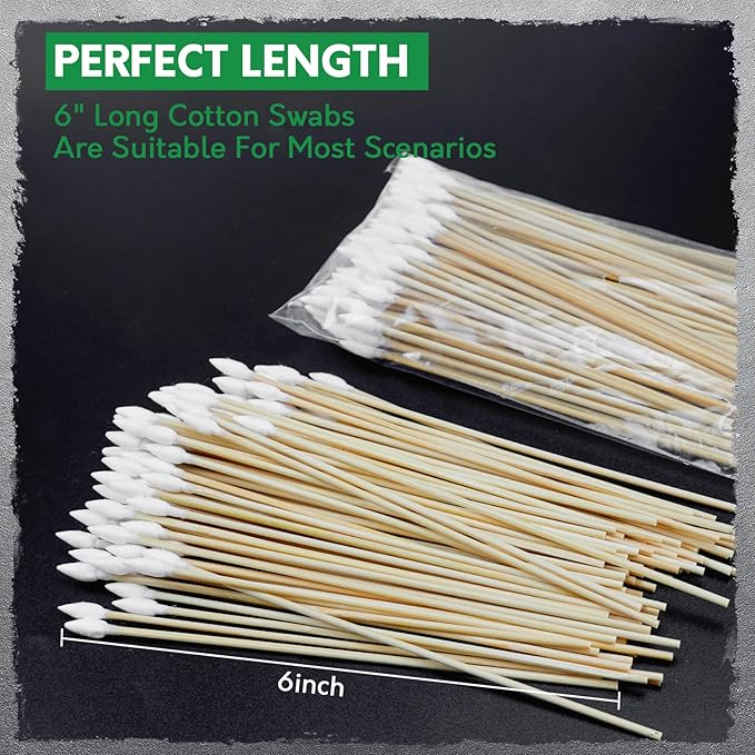 700PCS 6" Long Cotton Swabs - Strong Cotton Swabs with Wooden Sticks - Tipped Applicators for Gun Cleaning, Makeup Removing (UrbanAbode)