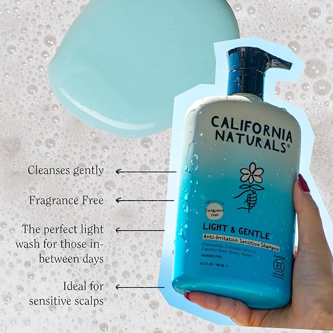 California Naturals Light & Gentle Hair Shampoo for Sensitive Scalp with Aloe Vera, Hydrating, Vegan, Natural, Cruelty, Silicone, Paraben, and Sulfate Free, for Women & Men, All Hair Types, 16.5 fl oz