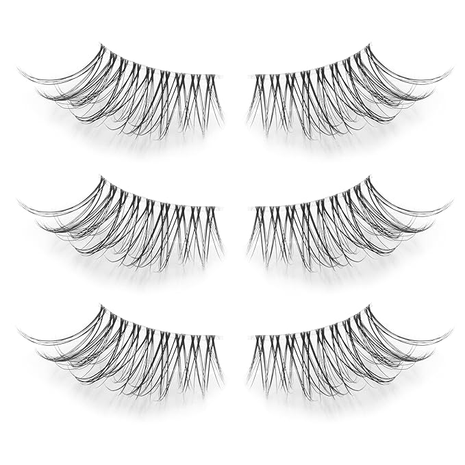 Frihappy Wispy Lashes - Natural Half Lashes, 3 Pairs HF3