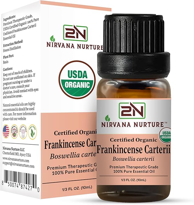 Frankincense Carterii Essential Oil USDA Certified Organic, 100% Pure Natural Premium Grade, Undiluted