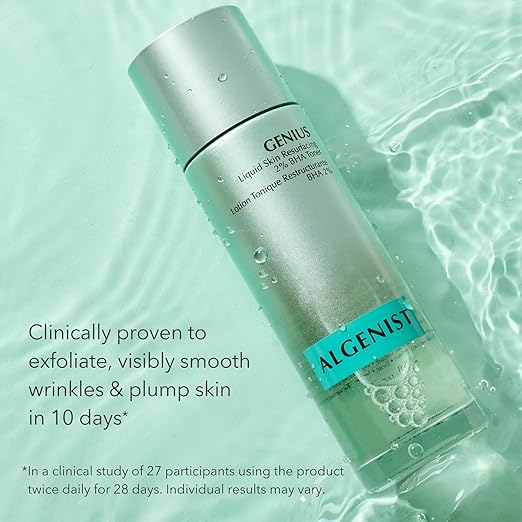 Algenist GENIUS Liquid Skin Resurfacing Face Toner - Gentle 2% BHA Liquid Exfoliant with Salicylic Acid & Collagen - Minimizes Pores, Firms & Smooths Fine Lines - Vegan Anti Aging Skin Care (3.4 oz)