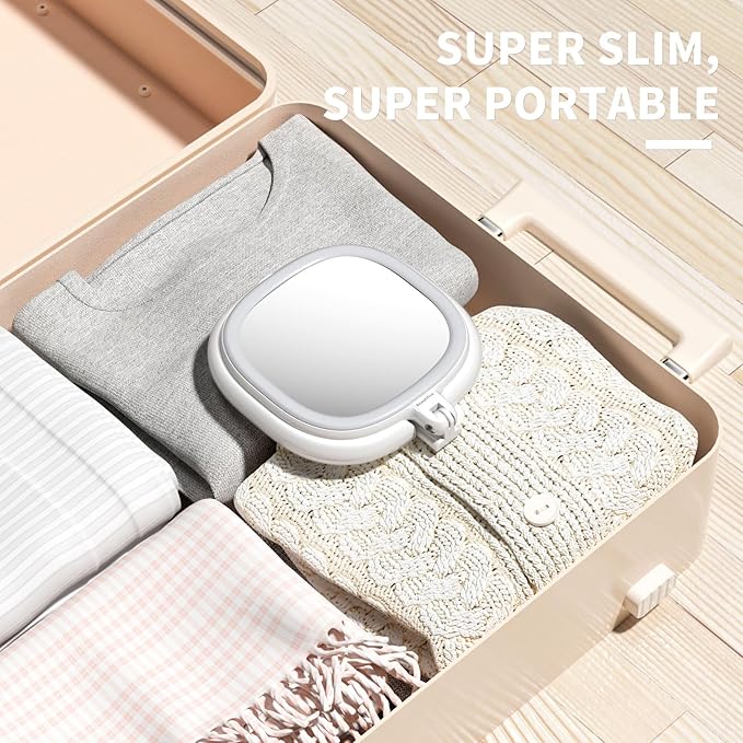 6.3” Makeup Mirror with Light and Magnification, 10X/1X Light Up Makeup Mirror Lighted Make Up Mirror with Adjustable Height Double Sides Folding Magnifying Mirror with Light