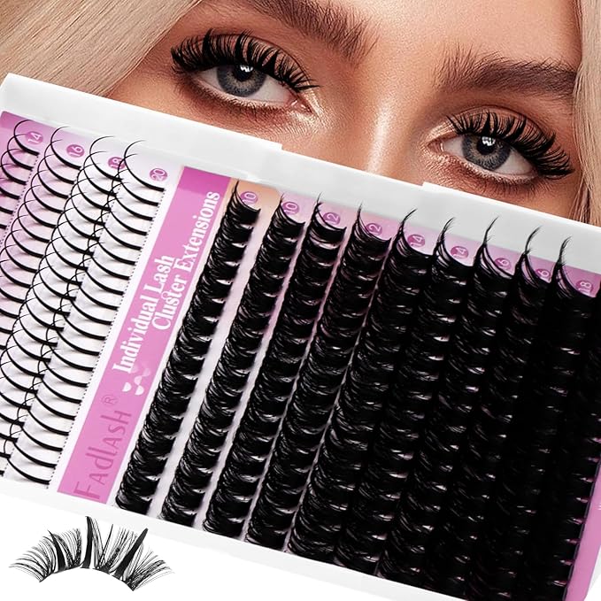 Lash Clusters 100D Eyelash Clusters 10-18mm Spikes 14-20mm Thick Volum Manga Lashes with D Curl DIY Fairy Lash Clusters with Spikes by FADLASH