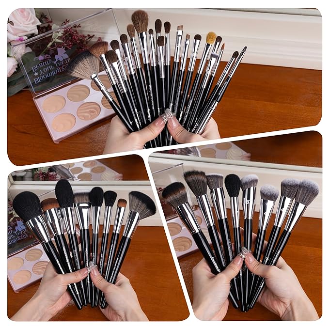 Bueart Design 36Pcs PRO Grade Natural Goat Hair Pony Bristles Makeup Brushes Set with Super Holder Professional-Grade Precision & Luxury Brush for beauty enthusiasts&professionals Makeup Artist