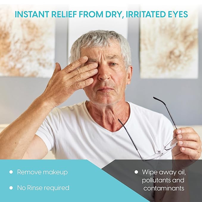 Clear C Eyelid Wipes Pre-Moistened for Dry Eyes – Rinse Free Eye Lid Cleaning – Individually Wrapped Travel Eye Wipes, 3 Boxes of 30