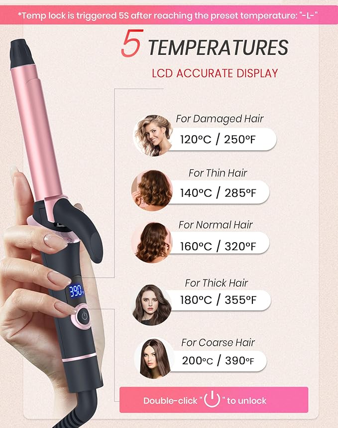 Mini Curling Iron for Short Hair Dual Voltage with European UK Plug Adapter Ceramic Travel Small Curling Iron 3/4 Inch Barrel Curler with Professional 30S Fast Heating, 5 Temps for Global Travel