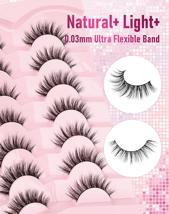 Frihappy False Eyelashes Cat Eye Lashes Fake Lashes Wispy Lashes Natural Eye Lashes Wispy Eyelashes D Curl Lashes 3D Air-Aries
