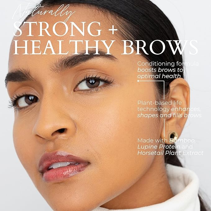 Fitglow Beauty Plant Protein Brow Gel | Natural Vegan Eyebrow Enhancer Serum | Thickening Volumizing Brow Filler | Nutrient-Rich Hair Conditioning | Strengthens, Lift, Shape & Fill | 4g - Dark Brown