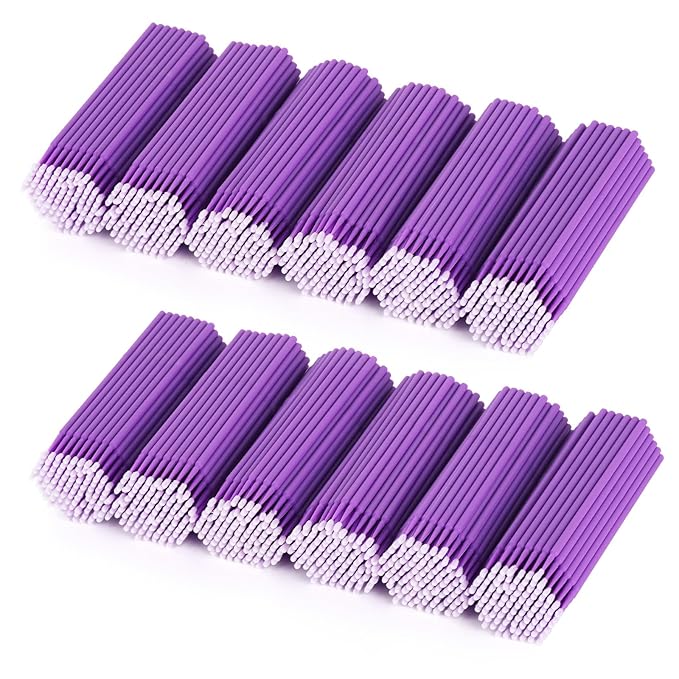 Tbestmax 1200 Pcs Micro Applicator Brush, Micro Swabs, Disposable Eye Lashes Mascara Wands for Eyelash Extension(Purple)