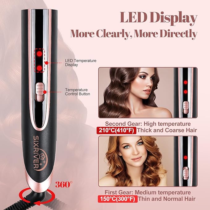 5-in-1 Curling Iron Set, Curling Wand with 3 Barrel Hair Crimper Iron and Interchangeable 4 Curling Irons, Dual Voltage Hair Waver with 2-LED Temp Control for All Hair Types, Glove & 2 Clips