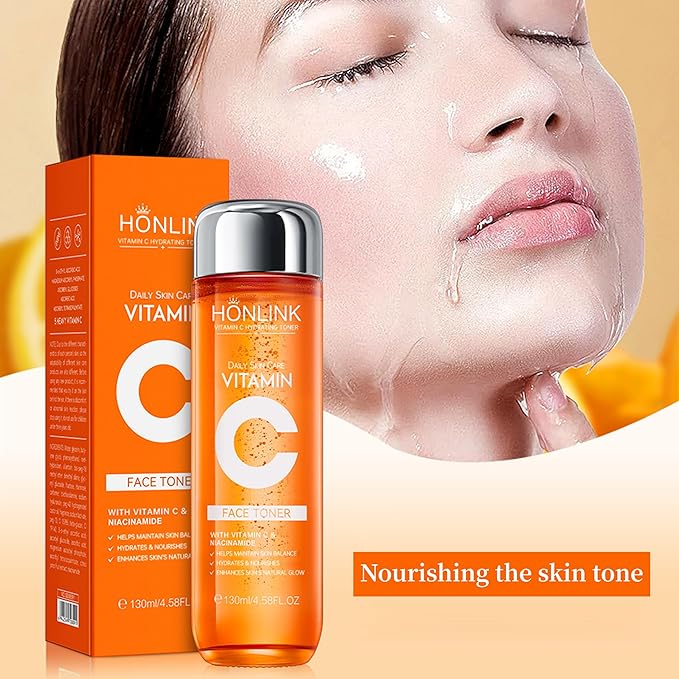 Vitamin C Skincare Set, 2x Toners & 1x Serum, 5X Vitamin C Complex with Hyaluronic Acid & Niacinamide, Hydrating Toner to Refresh Skin & Face Serum to Improve Texture, For All Skin Types