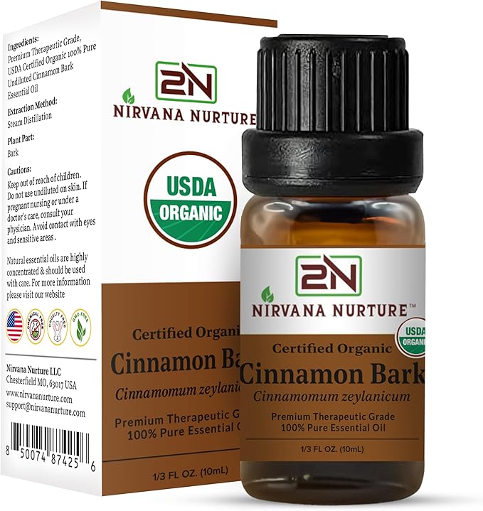 Cinnamon Bark Essential Oil USDA Certified Organic, 100% Pure Natural Premium Grade, Undiluted