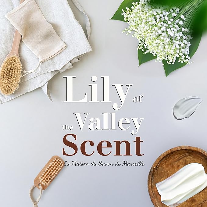 Lily Of The Valley Soap Bars 3xPack – Enriched With Organic Shea Butter - 97% Natural Ingredients - Traditionally Made - French Milled in Provence - Gentle For Skin – 3x8.8 oz - La Maison Du Savon