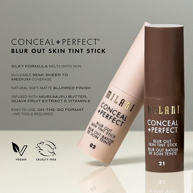 Milani Conceal + Perfect - Skin Tint Stick, Blur Out Tinted Moisturizer Makeup, Shade 18