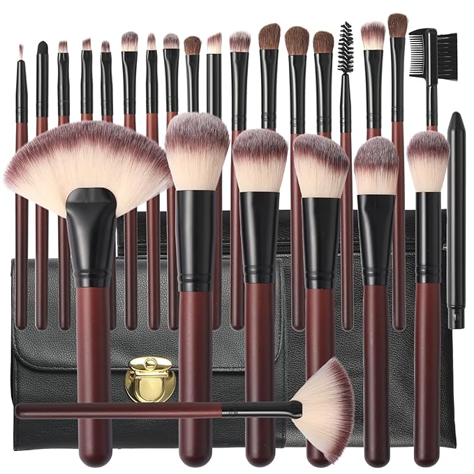 Makeup Brushes Set 26-Piece Makeup Brushes Premium Synthetic Foundation Powder Concealer Blush Eyeshadow Contour Professional Makeup Brush Set with 2 Brush Bags