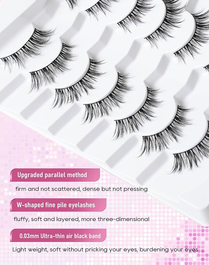 Frihappy Cat Eye Lashes Natural Eyelashes Wispy Lashes Fake Eyelashes Natural Look False Lashes Mink Lashes FRH-61