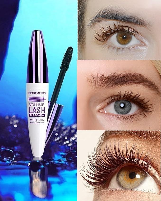 5D Waterproof Mascara Black Brown Volume and Length-2Pcs Fiber Lash Extensions Tubing Colored Mascara for Eyelashes, Longlasting Curling Colorful Mascaras,Women's Day Eye Makeup Gift for Women Girl