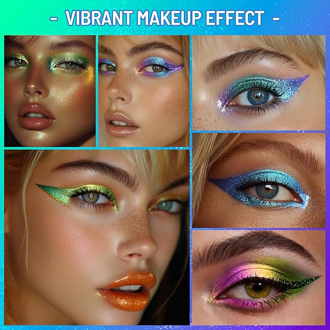UCANBE Chameleon Eyeshadow & Eyeliner Gel Pencil-Multichrome Shifting Colors Metallic Glitter Eye Makeup,Waterproof Long-Lasting Smudge-Proof Multi-Dimensional Color (Teal Green to Rose Magenta)