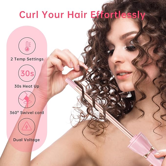 HIRAY 3/8 Inch Skinny Curling Iron & Wand, 9mm Mini Barrel for Short & Long Hair, Dual Voltage with 2 Heat Settings, Fast Heat Ceramic Curler
