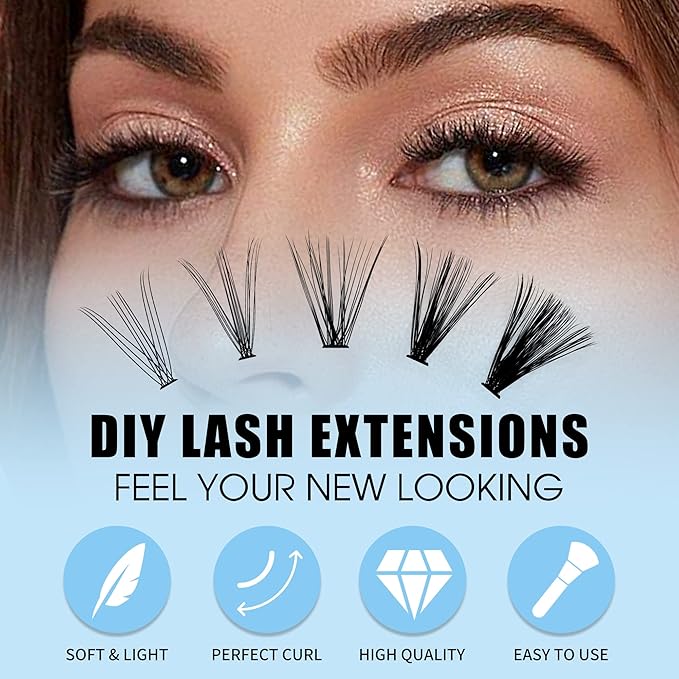 Individual Lashes 280pcs Large Tray Lash Clusters 0.07mm 50P C Curl Mix 8-16mm Eyelash Clusters Soft&Lightweight Cluster Lashes Mink Individual Lashes Cluster Mixed Tray Lash Extension Clusters