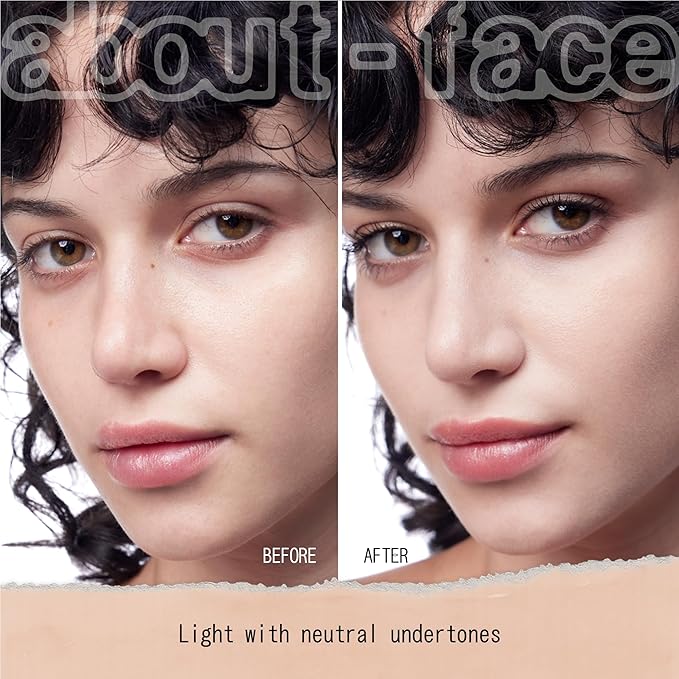 about-face THE PERFORMER Skin-Focused Foundation L1Neutral – Medium Coverage, Long-Wear, Breathable & Buildable Base – Clean, Vegan, Hydrating Formula with Blue Agave & Chlorella – 1.08oz