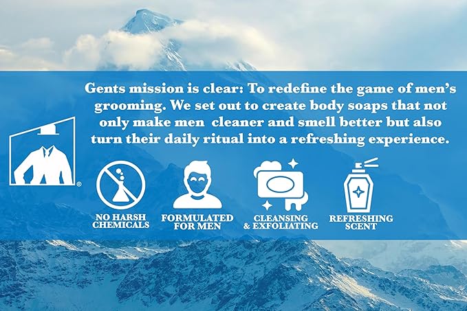 Gents Variety Men's Body Soaps - Moisturizing Bar Soap for Men, Smell Fresh and Clean, Washing Hands & Body, All Skin Types for Bath and Shower (Arctic Breeze)