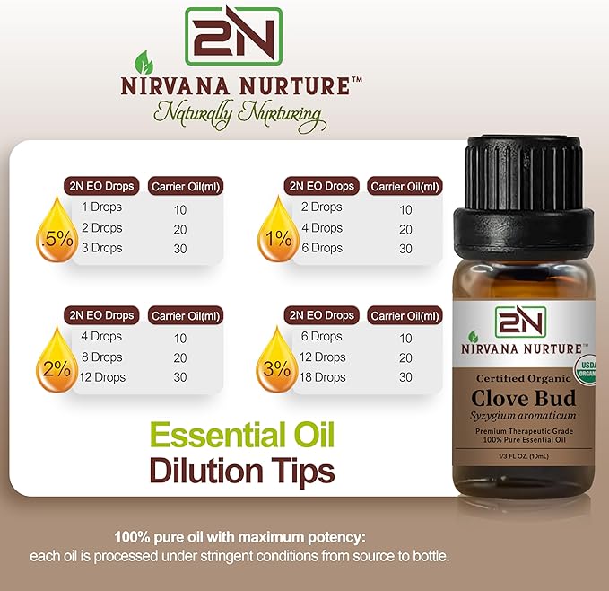 Clove Bud Essential Oil USDA Certified Organic, 100% Pure Natural Premium Grade, Undiluted
