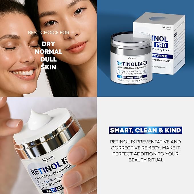 Retinol Face Cream – Anti-Aging Moisturizer w/ 1.5% Encapsulated Retinol, Natural Extracts, Premium Collagen & Hyaluronic, Panthenol – Firming & Hydrating Skincare for Dryness and Wrinkles 1.7fl oz