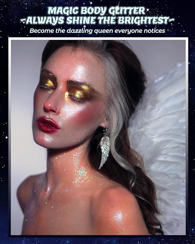 Glitter Air Cushion Highlighter Powder - 3D Contour & Brighten Face, Eyes, Body, Hair | Pearlescent Patting Powder Create a Shimmering Look | Easy-Use & Perfect for Daily & Special Occasions