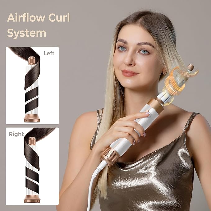 7 in ONE Hair Dryer Brush, Powerful Blow Dryer Brush with Auto- Wrap Curler, Detachable Fast Drying, Volumizing, Curling, Straightening, Ionic Hair Dryer with Diffuser, Hair Styling Tools 100-120V