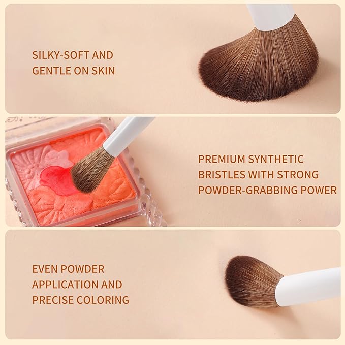 Makeup Brushes 14-Piece Premium Synthetic Makeup Brush Set Foundation Powder Contour Concealers Eyeshadow Blending Liner Makeup Brush kit with Powder Puffs & Brush Bag