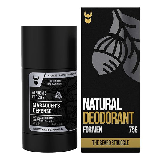 The Beard Struggle Natural Deodorant - Marauder’s Defense - 100% Natural Deodorant - Aluminum Free - Charcoal Infused - Silver Collection, Alfheim's Forests