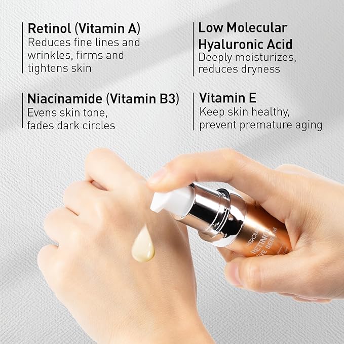 Retinol Eye Cream for Anti-Aging & Wrinkles – Firming, Hydrating & Repairing Eye Serum with Niacinamide, Hyaluronic Acid, Vitamin E & Bifida Ferment Lysate, 0.7 Fl Oz (Pack of 1)