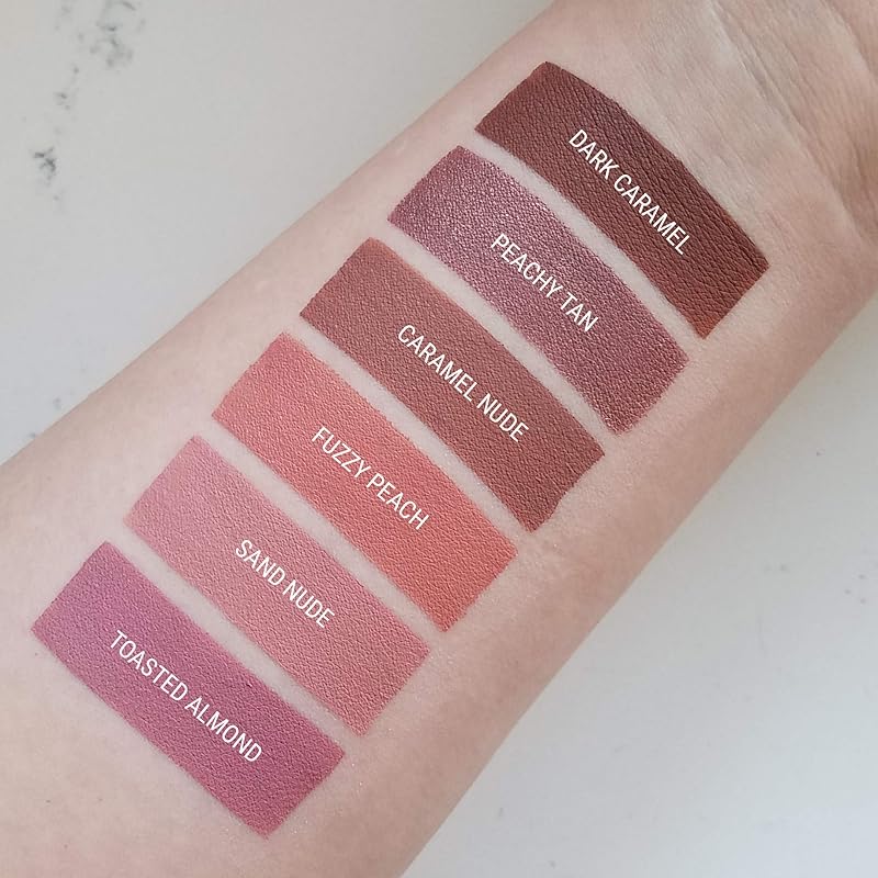 Aromi Peachy Tan Metallic Liquid Lipstick | Sepia Bronze Lip Color with Shimmery Finish, Vegan, Cruelty-free, Long-Lasting, Handmade (Peachy Tan)