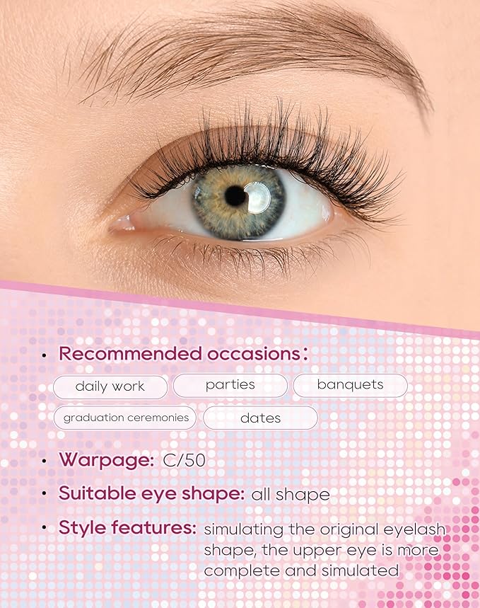 Frihappy Wispy Lashes Natural Eyelashes Cat Eye Lashes False Eyelashes Natural False Lashes Mink Lashes Fluffy 16mm Lashes 3D Air-Sirius