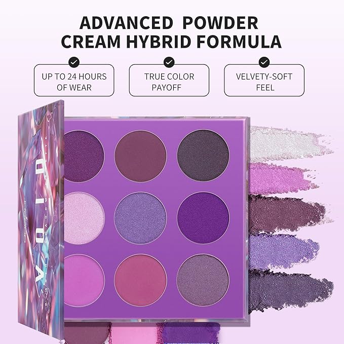 docolor Eyeshadow 9 Colors Purple Eyeshadow Palette High Pigmented Blendable Matte & Glitter Shimmer Finishes, Long Lasting Mauve Eye Makeup for Christmas Party Music Festivals