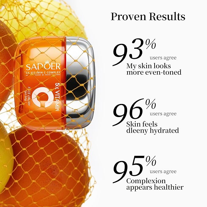 Facial Vitamin C Skincare Set, 2x Face Creams & 1x Serum, 5X Vitamin C Complex with Hyaluronic Acid & Niacinamide, Daily Moisturizing Cream & Serum to Improve Skin Texture & Enhance Radiance