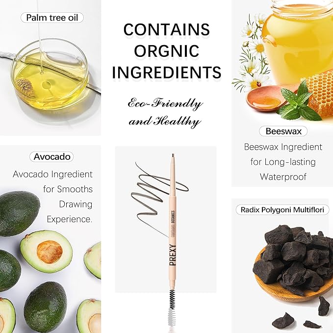 Eyebrow Pencil Makeup，With Organic Coconut Oil and The Most of Ingredients Are Natural ， Medium Brown,Waterproof Eyebrow Pencil，Dual-Sided Eyebrow Brush For It Face Makeup Cosmetics (102 Soft Brown)