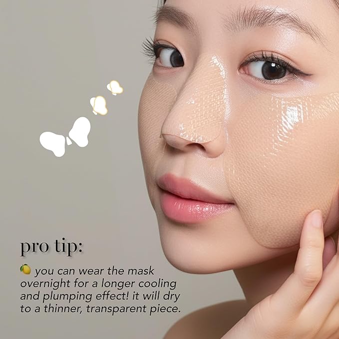 Saturday Skin Yuzu Vitamin C Hydrogel Mask for Glass Skin, Cooling, Deep Hydration,Firming, Reduce Redness Daily & Overnight Mask Suitable for All Skin Types, Korean Skincare, 4EA