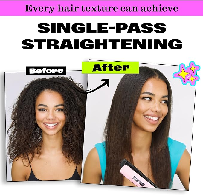 Trademark Beauty Cosmic Iron - Straightener Styling Iron, Perfect Hair Styling Tool, Pink