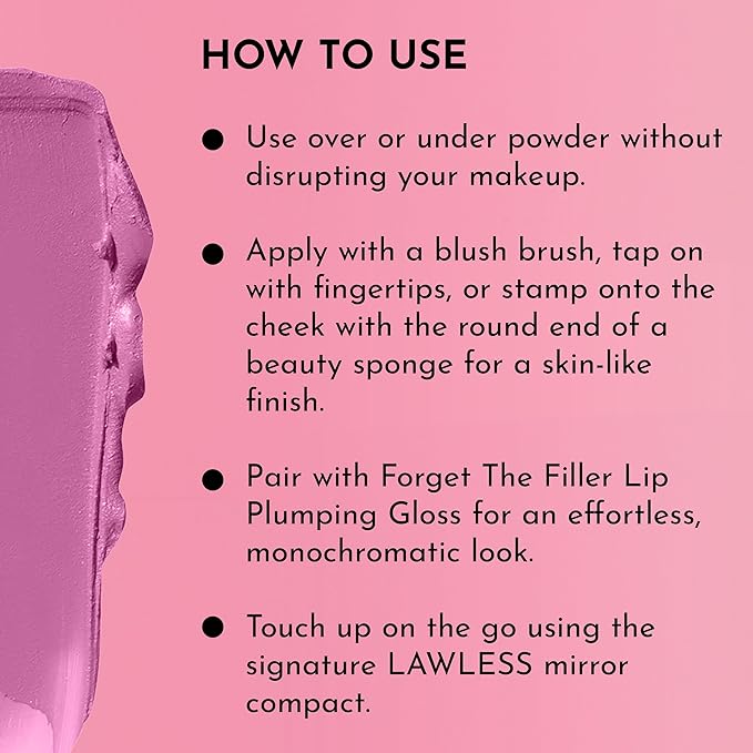 LAWLESS Pinch My Cheeks Soft-Blur Cream Blush - Cheeky - Premium Blush with Natural Ingredients to Re-Energize and Protect the Skin While Imparting a Soft, Cloudy Finish - 0.18 oz