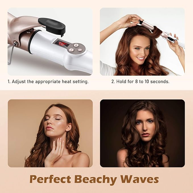 1.25 Inch Curling Iron Hair Curler with Ceramic Coating Barrel, Professional Curling Wand Instant Heat up to 450°F, LCD Display with 9 Heat Setting (for All Hair Types, Glove Include)