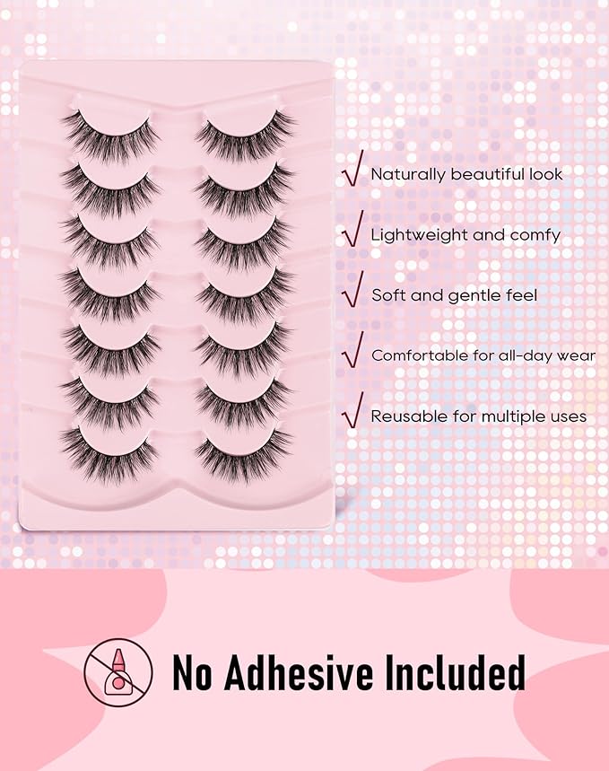 Frihappy False Eyelashes Cat Eye Lashes Fake Lashes Wispy Lashes Natural Eye Lashes Wispy Eyelashes D Curl Lashes 3D Air-Aries