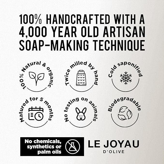 ORANGE BLOSSOM from Le Joyau d’Olive | Milled Twice & 5 Months Matured For Face Body Cold Pressed and Aged in Stone Vaulted Cellars Millenia Old Mediterranean Recipe Handmade to Perfection