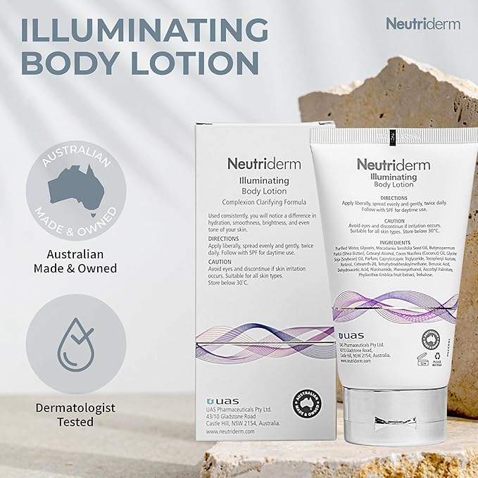 NEUTRIDERM Illuminating Body Lotion for Dry Skin, Aging Skin & Dark Spots – Retinol & Niacinamide Moisturizer for Women & Men – Vitamin-Rich Hydrating Cream for Even Tone, 4.2 oz