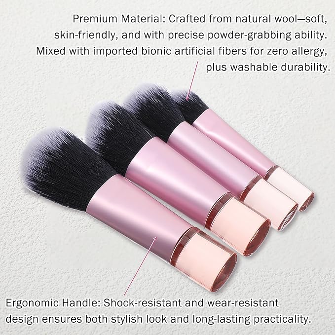 10Pcs Pink Travel Makeup Brush Set with Cosmetic Bag, Mini Makeup Brushes Professional Kit, Portable Make Up Brushes for Foundation, Eyeshadow, Blush and On the Go Application