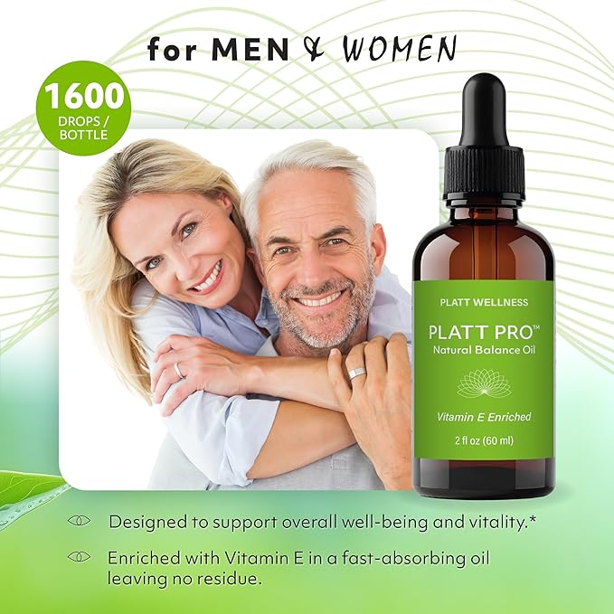 Platt Wellness Platt Pro Natural Balance Oil – 2 oz Bio-Identical USP Progesterone + Vitamin E in MCT Oil Base for Hormonal Balance – Soy-Free, Paraben-Free, Made in USA