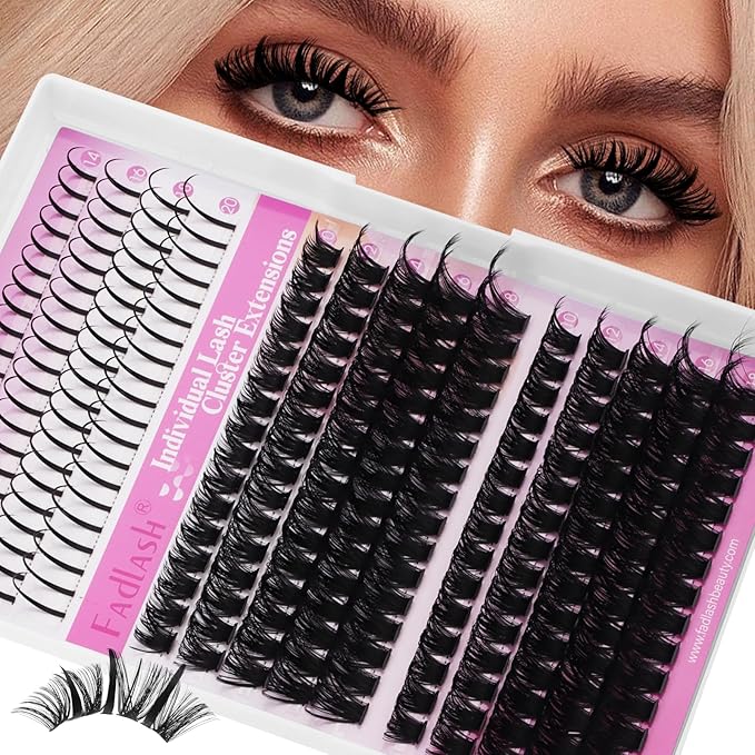 Lash Clusters 80D+100D Eyelash Clusters 10-18mm Spikes 14-20mm Thick Volum Manga Lashes with D Curl DIY Fairy Lash Clusters with Spikes by FADLASH