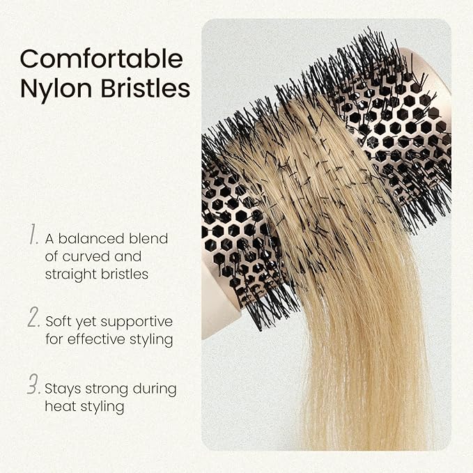 AIMIKE NaturaVol Round Brush for Blow Out, Large Round Hair Brush w/Nano Thermal Ceramic Tech, for Blow Drying & Styling, Boost Volume & Smoothness, with 2 Clips (2.1 Inch Barrel, 3 Inch Bristle)