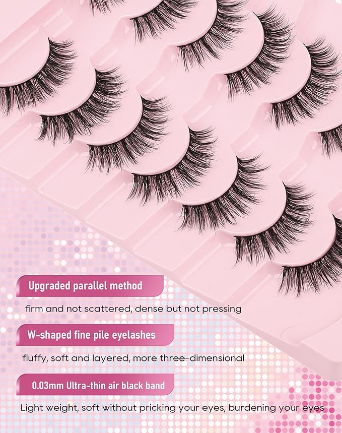Frihappy False Eyelashes Cat Eye Lashes Fake Lashes Wispy Lashes Natural Eye Lashes Wispy Eyelashes D Curl Lashes 3D Air-Aries